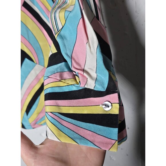 Mel & Lisa Womens 100% Silk Multicolor Abstract Button-Up Blouse Size 10 Artsy - Picture 5 of 11